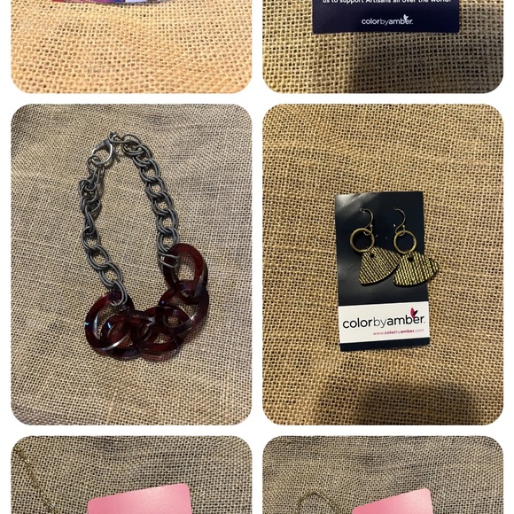 Lot of jewelry. Color by amber and misc necklaces and earrings. - Picture 3 of 6